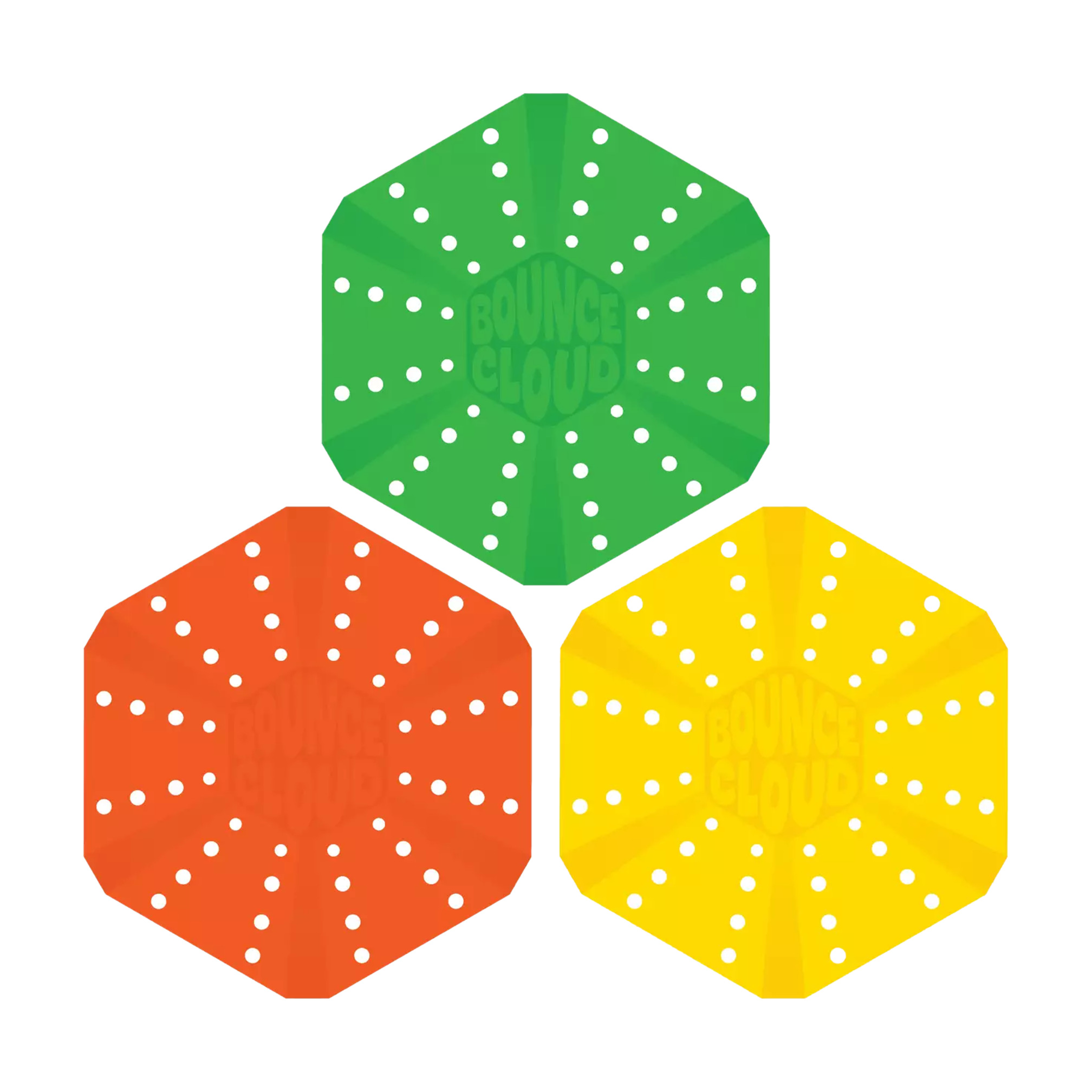 Set of 3 BounceClouds in the colours orange, green and yellow