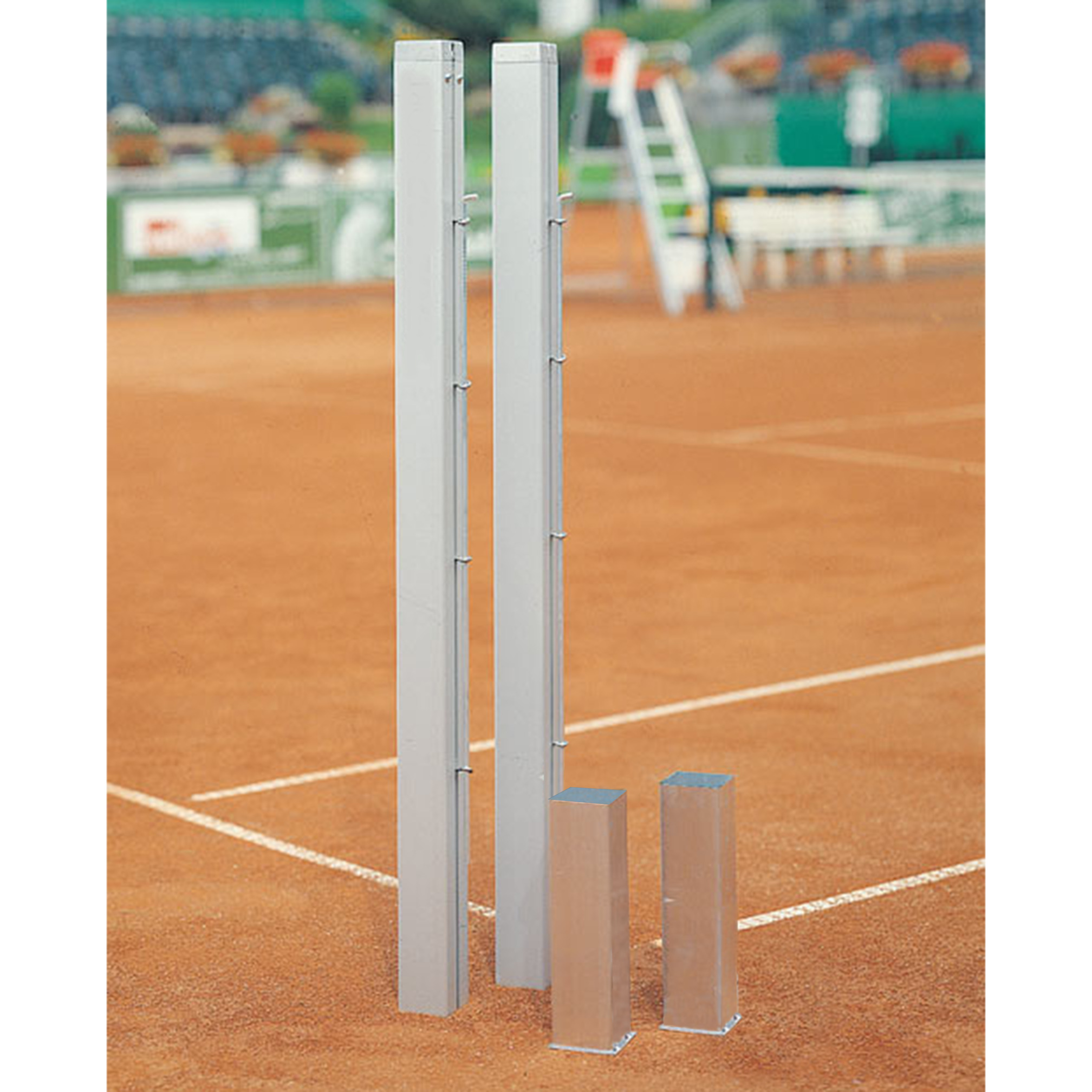 Tennis post with net fixing
