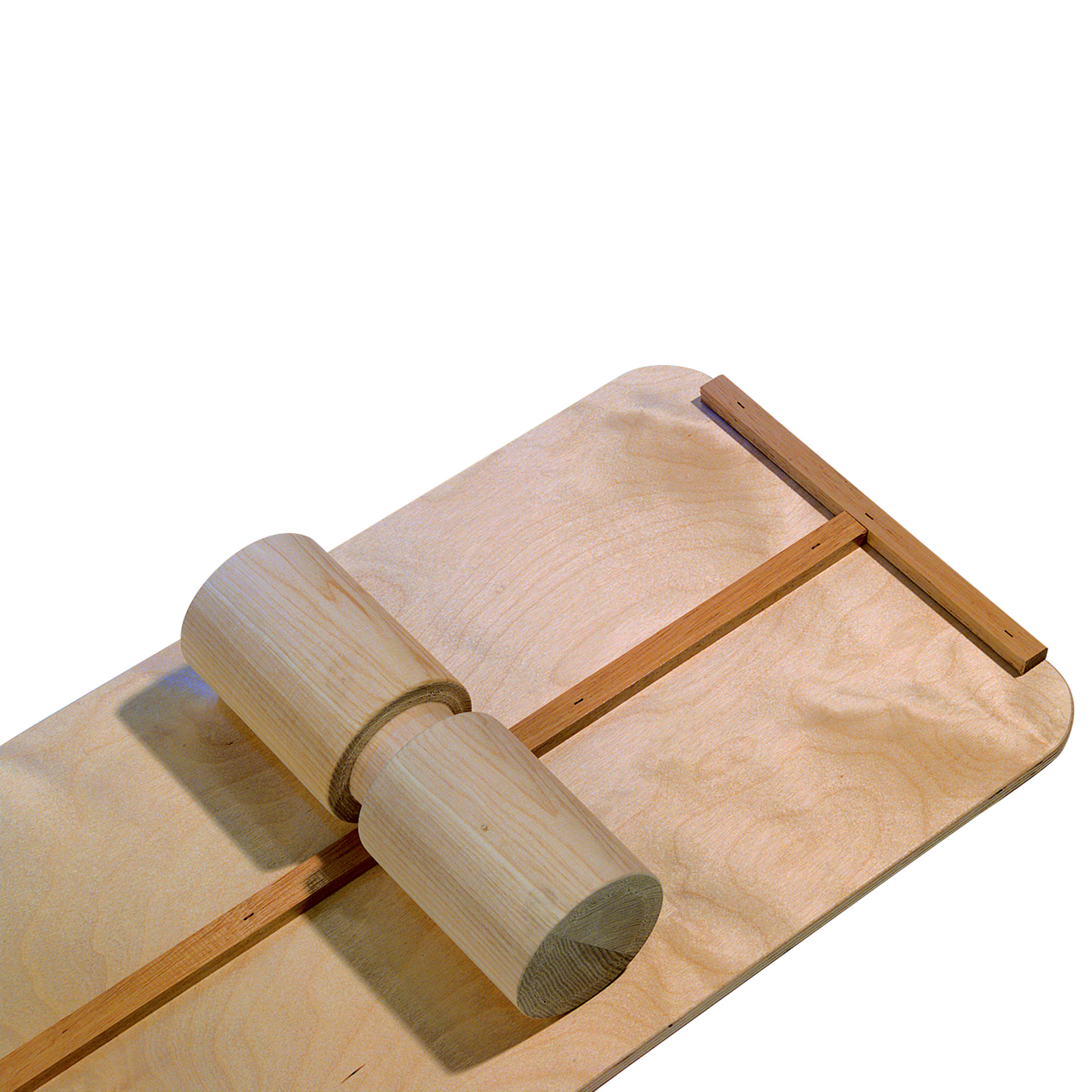 Wooden balancing board with roll
